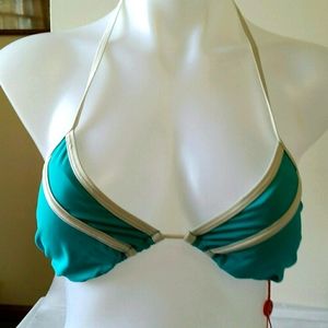 Red Carter NWT Women's String Bikini Top S Aqua Removable Cup Pads MSRP $79 New